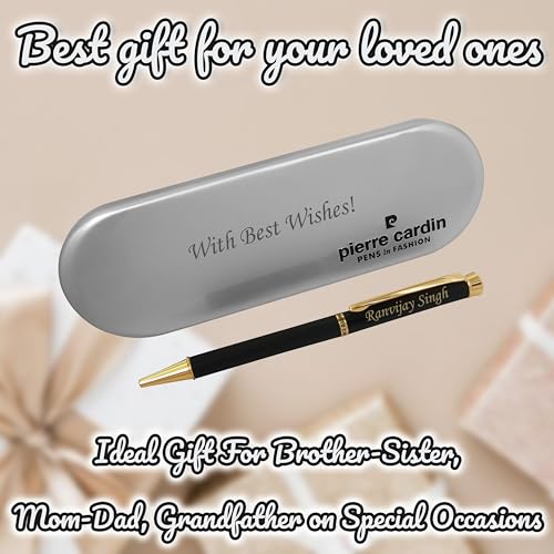 Image of SAVRI Personalized Crystal Ball Point Pen With Name Engraved-Ideal Gift For Special Occasions-Birthday,Anniversary,Father'S Day-Custom Message On Box-Black Color-Gift For Him,Her,Friends,Parents.