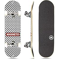 Magneto Skateboard - 9-Ply Maple Deck for Kid Skateboarders & Teen Beginners - Double Kicktails & ABEC-5 Bearings for Trick Moves - Smooth Cruiser Board Rides for Teen Girls - 27.5x7.75 in, Checkered
