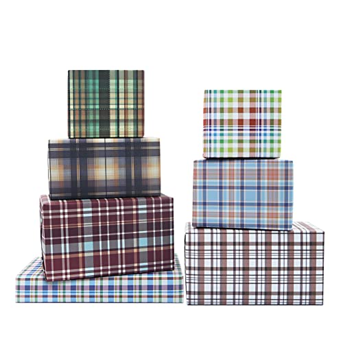 7 Pieces Plaid Wrapping Paper Vintage Birthday Gift Wrap Incluede 20x 28 inches per sheet Folded Flat Paper for Graducation Christmas Wedding Baby Shower Congrats and Holiday
