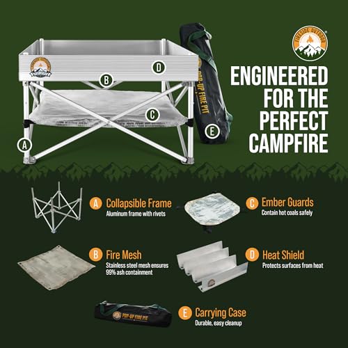 Fireside Outdoor Portable Fire Pit for Camping, Outdoor Fire Pit for Backyard, Portable Outdoor Fire Pit with Heat Protect, Standing Fire Pit Outside for Camping, Camping Fire Pit,8 lb Weights-24 inch - Image 4