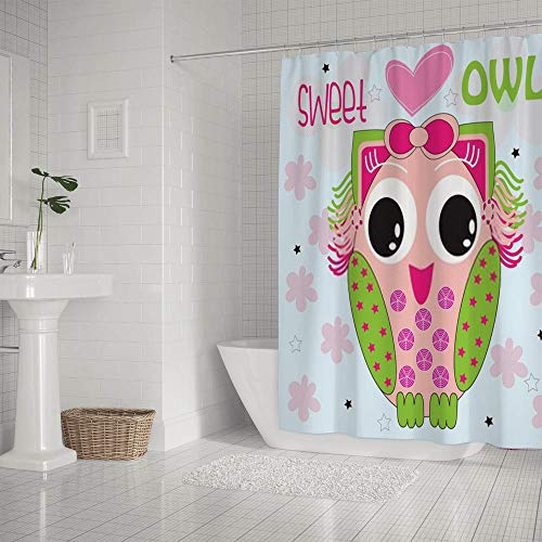 Rideau de douche chouette avec crochets 180x180cm en polyester couleur 1 CHERONG - 3