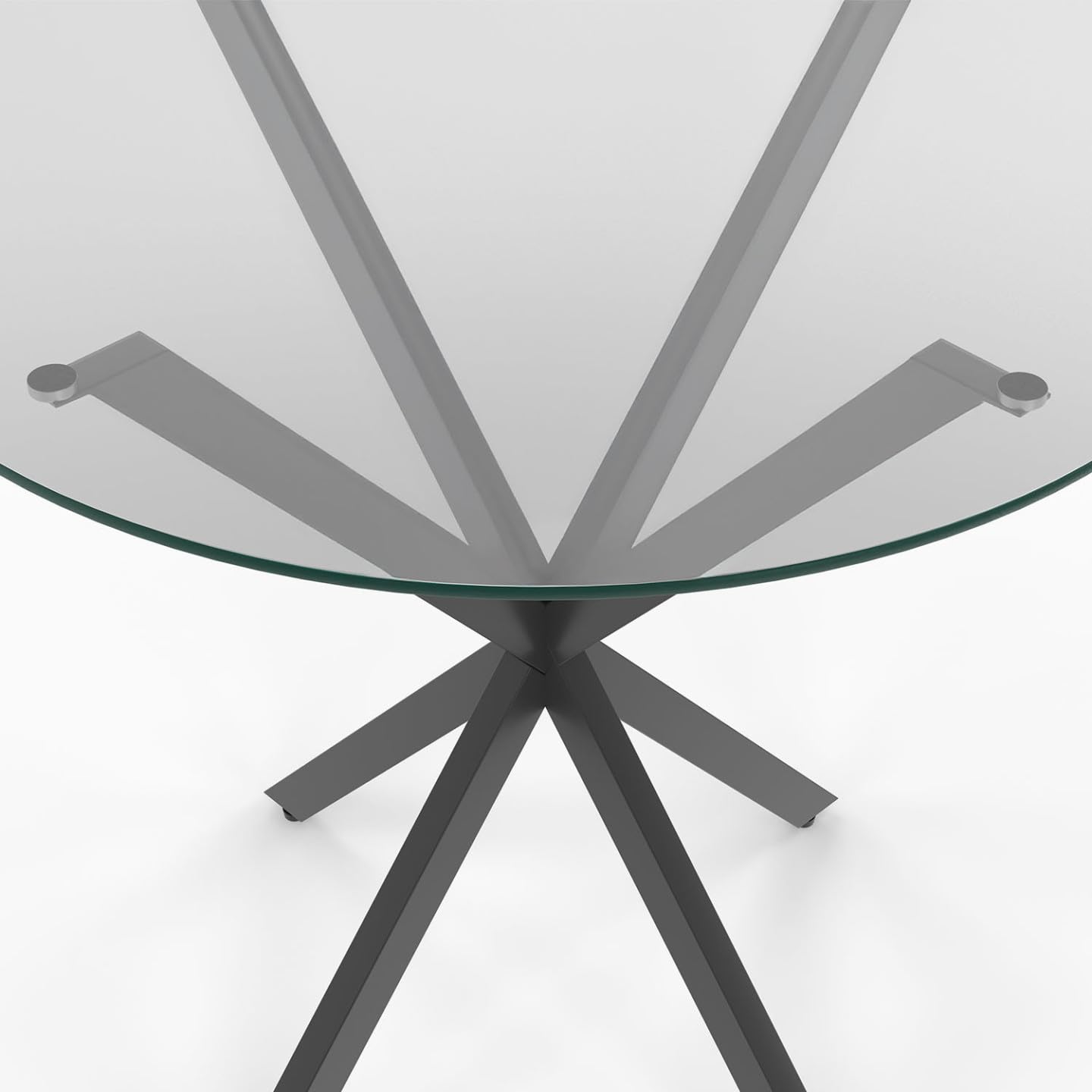 IDMarket - Tavolo da pranzo rotondo per 4 persone ALIX con gamba a ragno nera e piano in vetro da 80 cm