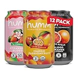 Humm Kombucha Sampler Pack, Includes Original Mango Passionfruit Kombucha, Zero Sugar Blood Orange, Whole30 Approved Strawberry Blossom (Pack of 12)