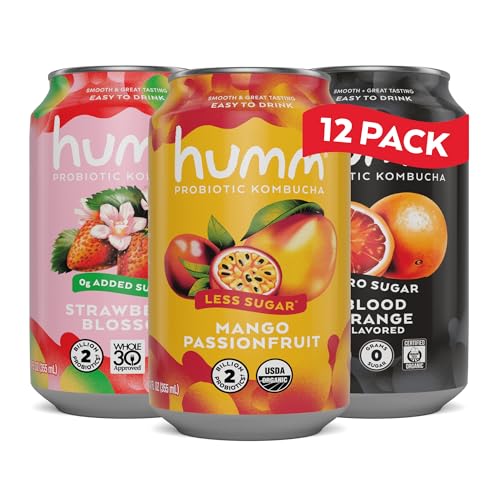 Humm Kombucha Sampler Pack, Includes Original Mango Passionf