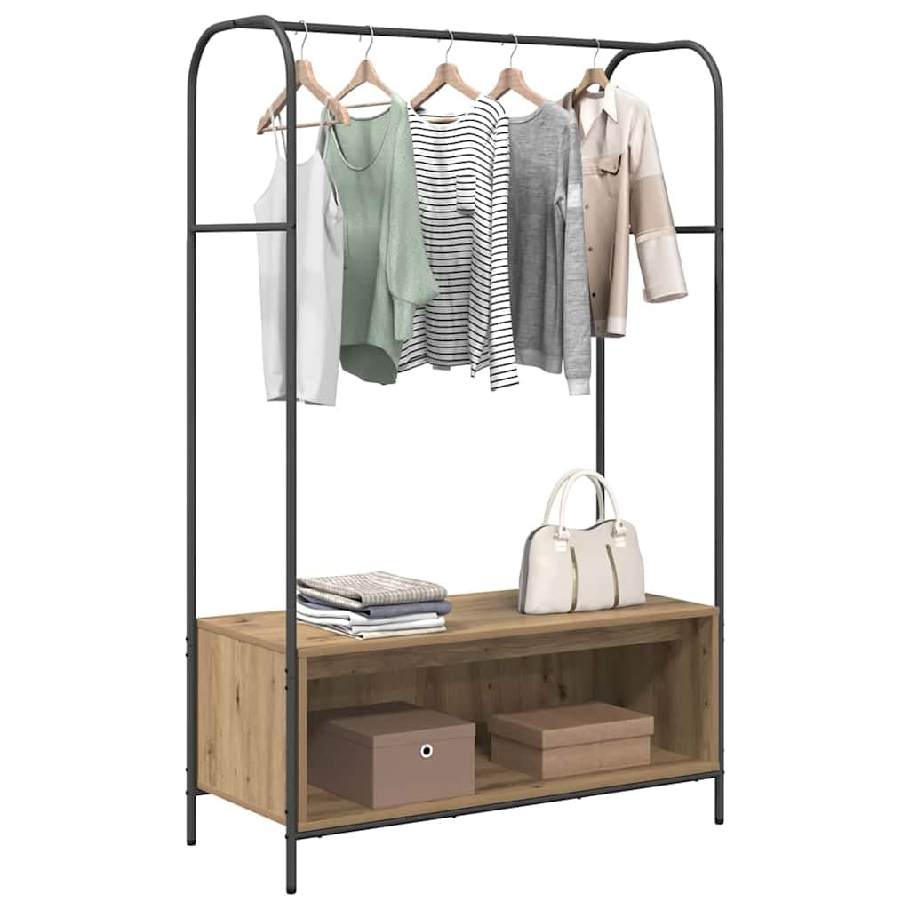 Vidaxl Clothes Rack Brown Oak 100 X 44 X 160 Cm Engineered Wood
