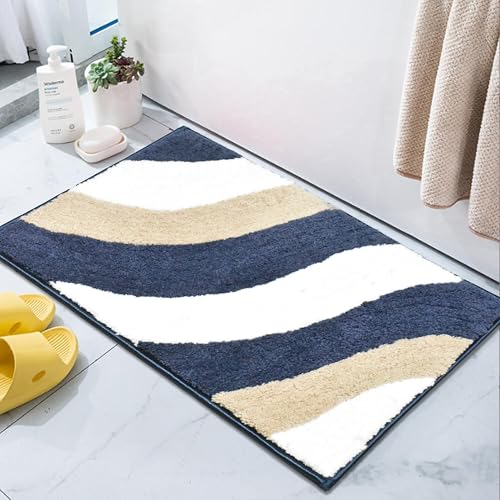 Image of Wave Super Soft Anti Skid (40x60 cm) Super Absorbent Mats Microfibre 2000 GSM Door Mats for Home /Bathroom /Bedroom /Kitchen /Floor Mat (Pack of 1) Pattren - Solid, Color - Multicolour