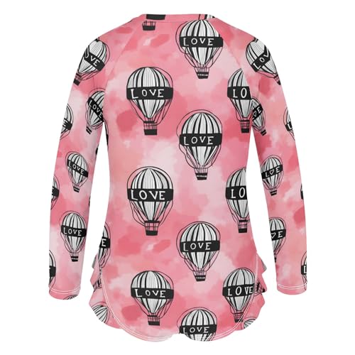 ALAZA Toddler Swimsuit Girl Bathing Suit Swimwear Rash Guard Hot Air Balloon Love Long Sleeve 3T3