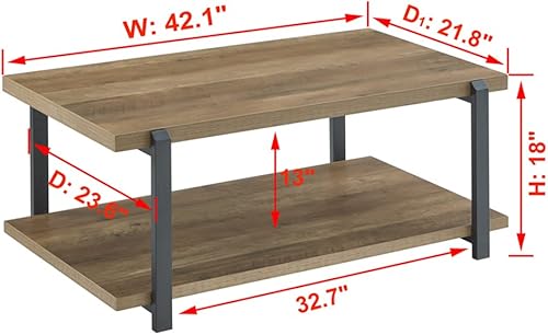 Miniatura 11 de FOLUBAN Mesa de centro negra, moderna mesa central de madera rústica con almacenamiento para sala de estar, mesa de té de cóctel rectangular