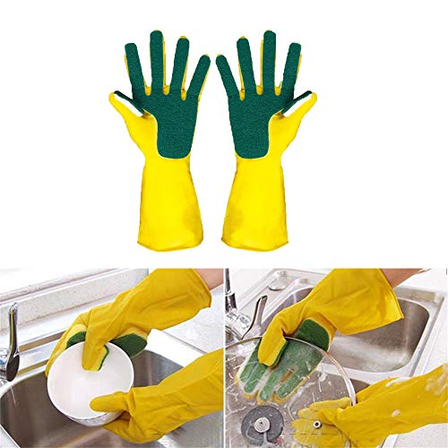 sunnymi Silicone Glove, Waterproof Magic Reusable Wash bowl Gloves Kitchen Garden Household Cleaning Glove Heat Resistant