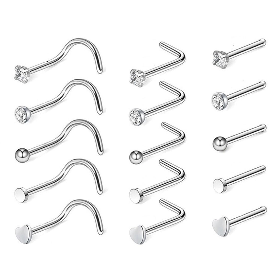 1 Pz Set Canali Zirconia Gemma Naso Crawler A L-Bend Anello Naso - Foto 4