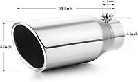 Vista 2 de A-KARCK Punta de Escape de 4 Pulgadas de Entrada, Universal Entrada de 4'' Salida de 6" 15" de Largo Acero Inoxidable Tubo de Escape Atornillable