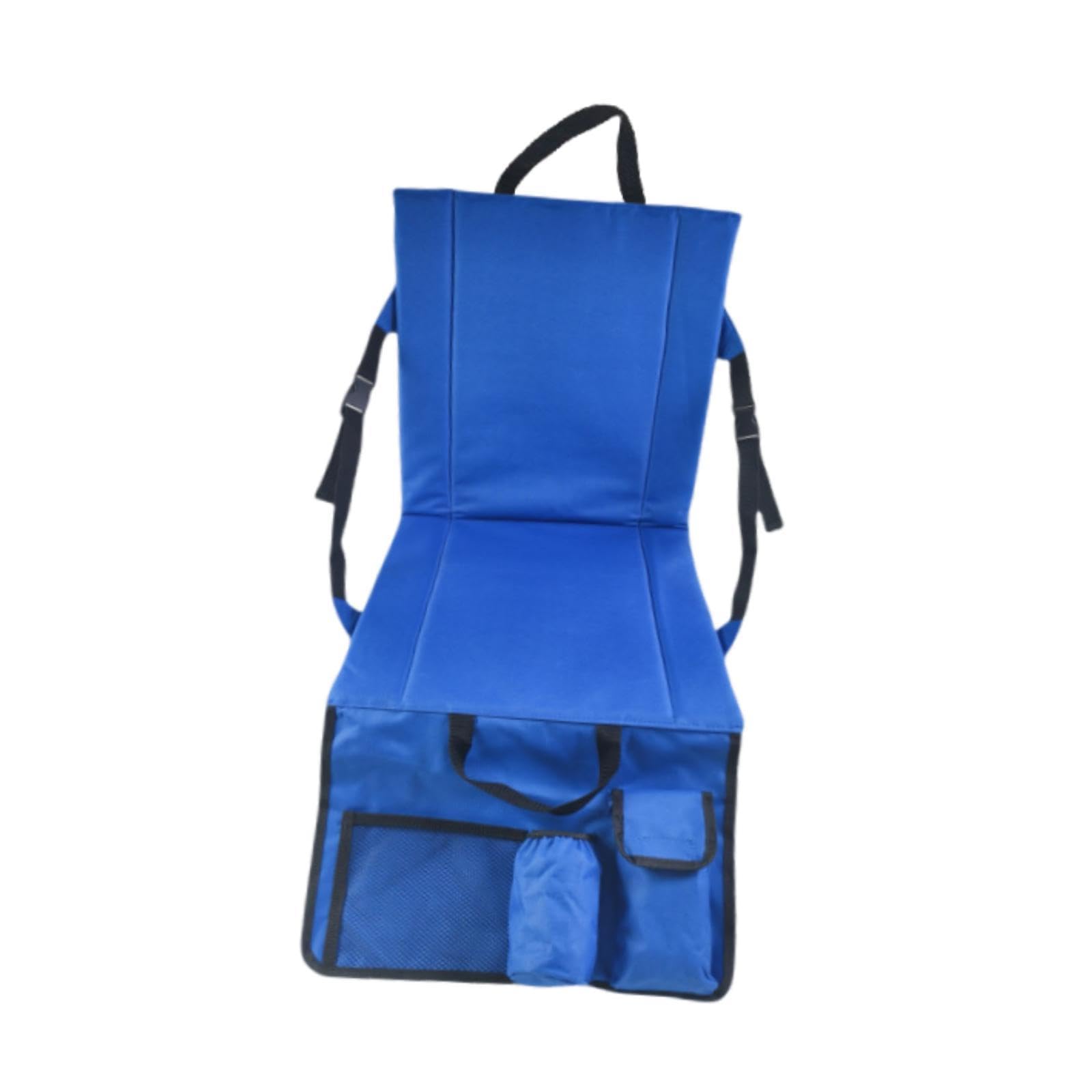 Almencla Coussin de Siège Pliable avec Dossier et Porte-gobelet. Chaise Pliante en Tissu Oxford pour Réunions et Activités Sportives en Extérieur, Idéale pour, Bleu