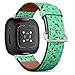 CJBROES Replacement Leather Watch Band, Compatible with Fitbit Versa 3 and Fitbit Sense of Wristband Bracelet Accessory - Flowers Leaves Branches