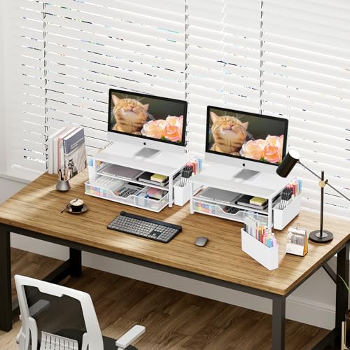 Image of OPNICE Desk Organizers and Accessories, Computer Monitor Stand Riser with Drawer and 2 Pen Holders, Printer & Laptop Stand, Office Desk Accessories & Workspace Organizers for Home Office Supplies