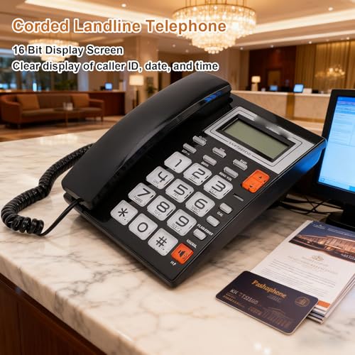 Teléfono fijo con cable Fosa botones grandes y pantalla LCD miniatura 4