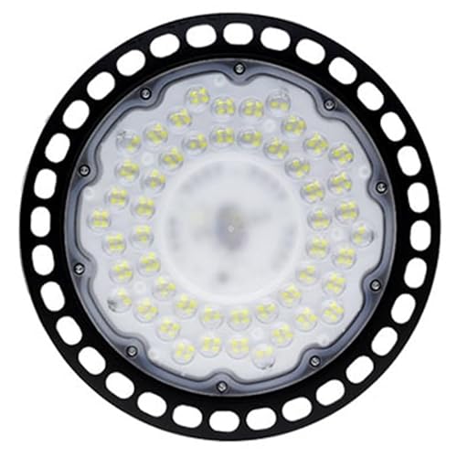 WOHPNLE Luz de fábrica UFO, bombilla LED de alto CRI 80, iluminación industrial, lámpara de bajo consumo de energía 6500K para taller y almacén (EU Plug 6500K 150W)