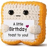 A little Birthday Toast to you - Funny Happy Birthday Gifts for Women, Men, Mom, Dad, Friend, Best Gifts for Her Ideas - Unique Crochet Toast Gift Card - Cute Easter Basket Stuffers for Daughter, Son