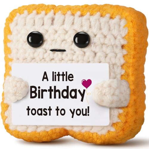 A little Birthday Toast to you - Funny Happy Birthday Gifts for Women, Men, Mom, Dad, Friend, Best Gifts for Her Ideas - Unique Crochet Toast Gift Card - Cute Easter Basket Stuffers for Daughter, Son