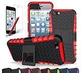 CINEYO(TM) Apple iPhone 5/5S Case heavy Duty Rugged Dual Layer Case with kickstand (Apple Iphone 5/5S Black) (Red)
