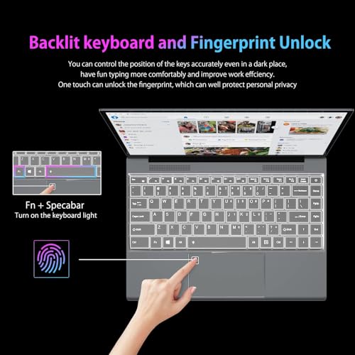 Image of 13.5 inch Laptop PC with 3K (3000 x 2000) IPS Display,16GB RAM 512GB SSD, 10th Core i5-1035G1 Up to 3.6GHz, Slim Notebook, Full Metal, Backlit Keyboard and Full Function Type C, Finger Print Unlock,Gray