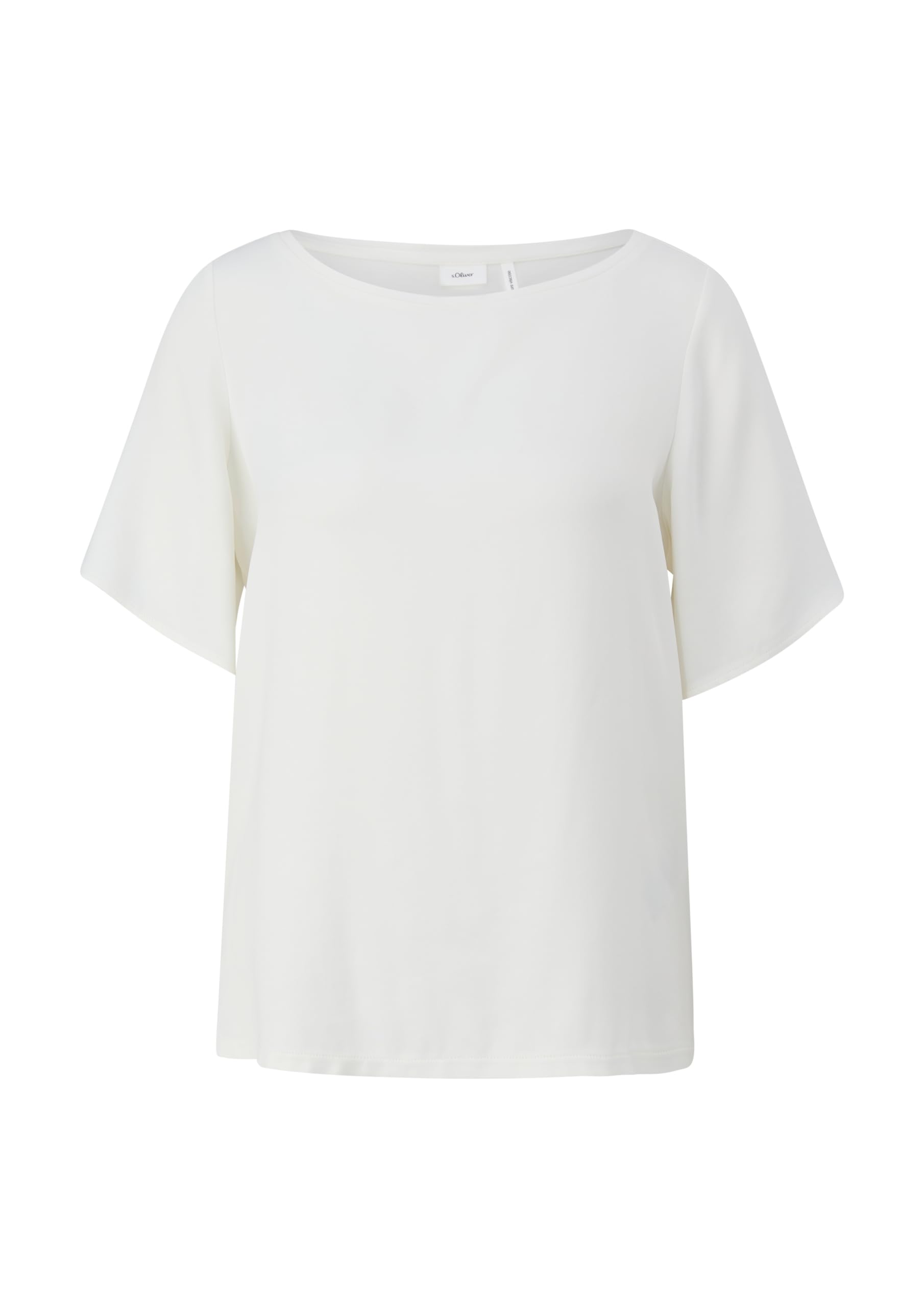 s.Oliver BLACK LABEL Women's Short Sleeve Satin Look Blouse Shirt, Cream 0200, 16