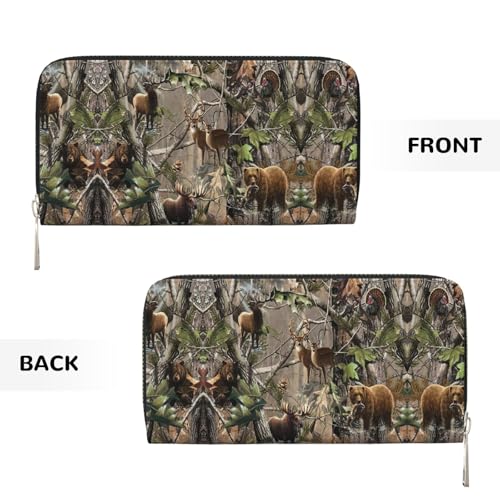 Wildlife Hunting Deer Bear Elk Print Women Wallet Trendy Travel-Friendly 7.9X3.9in Casual Clutch Purse Gift for Ladies3
