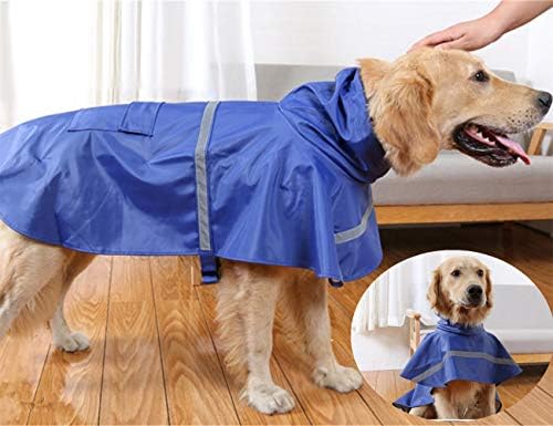 JWPC Dog Raincoat Reflective Waterproof Lightweight Adjustable Dog Rain Jacket with Hood for Small Medium Large Dogs,Blue 2XL