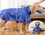 JWPC Dog Raincoat Reflective Waterproof Lightweight Adjustable Dog Rain Jacket with Hood for Small M