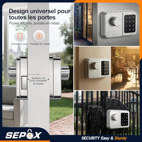 Serrure connectée bluetooth pour maison et appartement avec digicode de porte