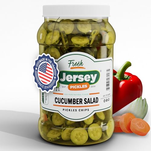 Jersey Pickles - Cucumber Salad (Gallon) - Fresh, Keto-Friendly, and Perfect for Snacks, Sandwiches, or Salads – The perfect Pickle Jars Cornichon for Families or Gatherings