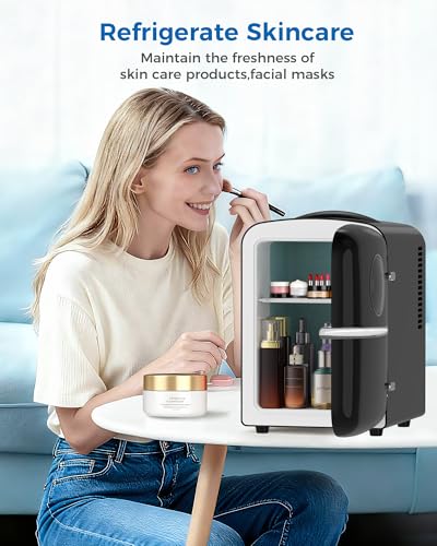 Image of Electactic Mini Fridge for Skincare & Drink, 4L /6 Cans, Black