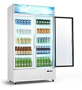 VEVOR Commercial Merchandiser Refrigerator, 35.3 Cu.Ft / 1000L Upright Beverage Cooler, 2 Glass D...