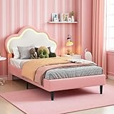 Yeutre Cama infantil niña 90x200 con LED, cama individual con cabecera de...