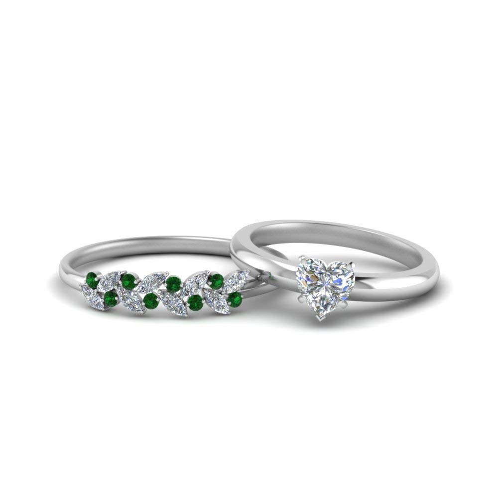 Choose Your Gemstone Unique Diamond CZ Bridal Ring Set 925 Sterling Silver Heart Shape Wedding Ring Sets Matching Jewelry Wedding Jewelry Easy to Wear Gifts US Size 4 to 12