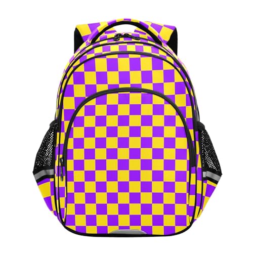 Yellow and Purple Buffalo Checkered Toddler Backpack for Prechool Boys Girls 3-8 Years Mini Bookbag S