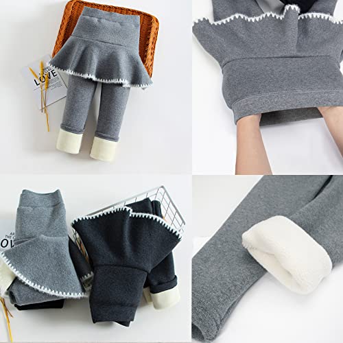 Looching Toddler Girls Fleece Lined Leggings with Skirt Kids Tights Winter Warm Thick Tutu Pants 1-6Years2
