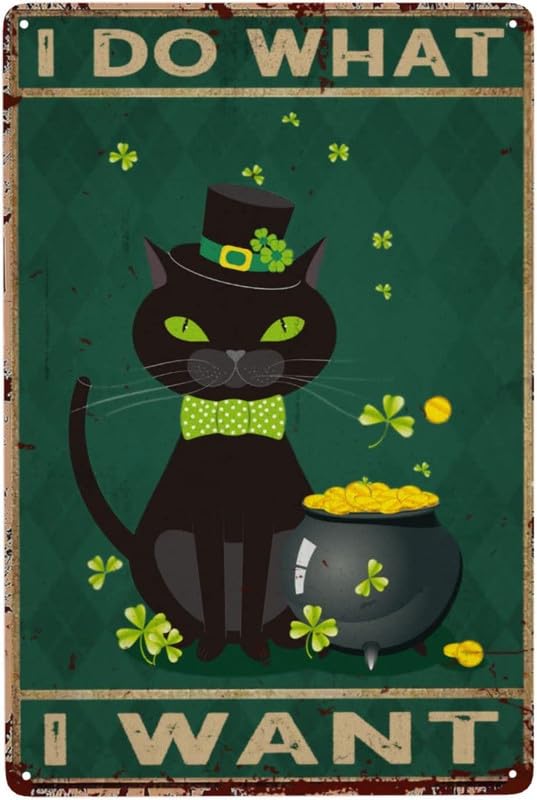 Preeklen Vintage Metal Cat Signs I Do What I Want St 8x12 Inch