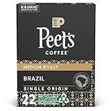 Peet's Coffee Single Origin Brazil, Medium Roast, 22 Count Single Serve K-Cup Coffee Pods for Keurig Coffee Maker