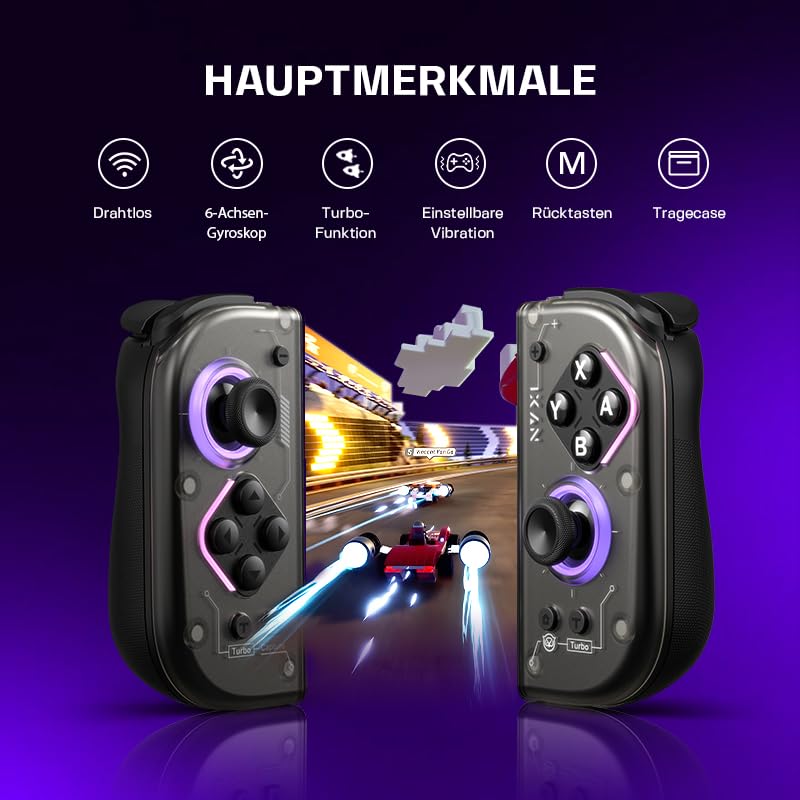 NYXI Hyperion 2 Wireless Switch Controller, Hall-Effekt-Joystick, Mechanische Mikroschalter-Tasten, RGB-Beleuchtung, 6-Achsen-Gyroskop, Turbo, Vibration, Programmierbare Tasten für Switch