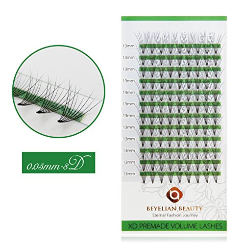 BEYELIAN Premade 8D Volume Fans Eyelash Extensions Semi Permanent Lash Extensions (0.05mm 13mm C Curl 108 pcs)