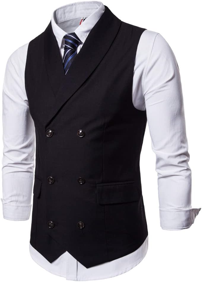 Legou Men's vest Solid color double-breasted fashion suit vest