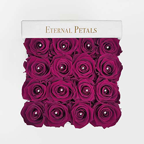 Real Roses That Last A Year - White Velvet Box with Swarovski Crystals (Cherry) - Image 3