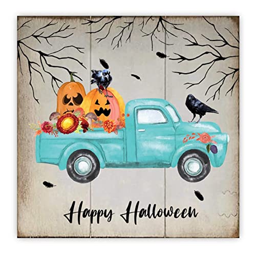 Décoration Halloween style ferme : panneau bois 30cm pour salon