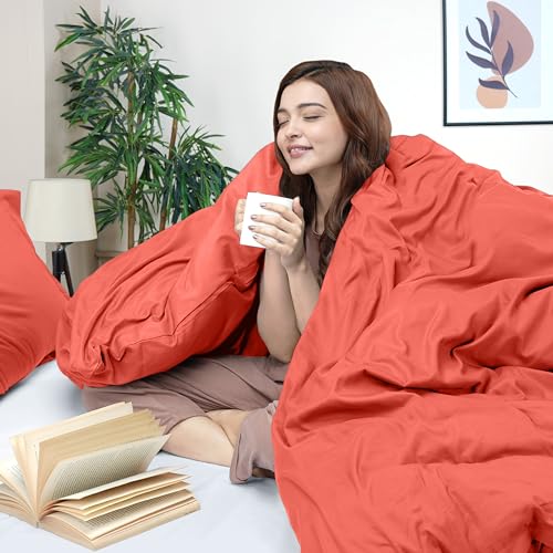 Image of Utopia Bedding Duvet Cover Queen Size - 3 Piece with Zipper Closure - 1 Comforter Cover 90X90 Inches & 2 Pillow Shams 20X26 Inches (Coral) Comforter Not Included
