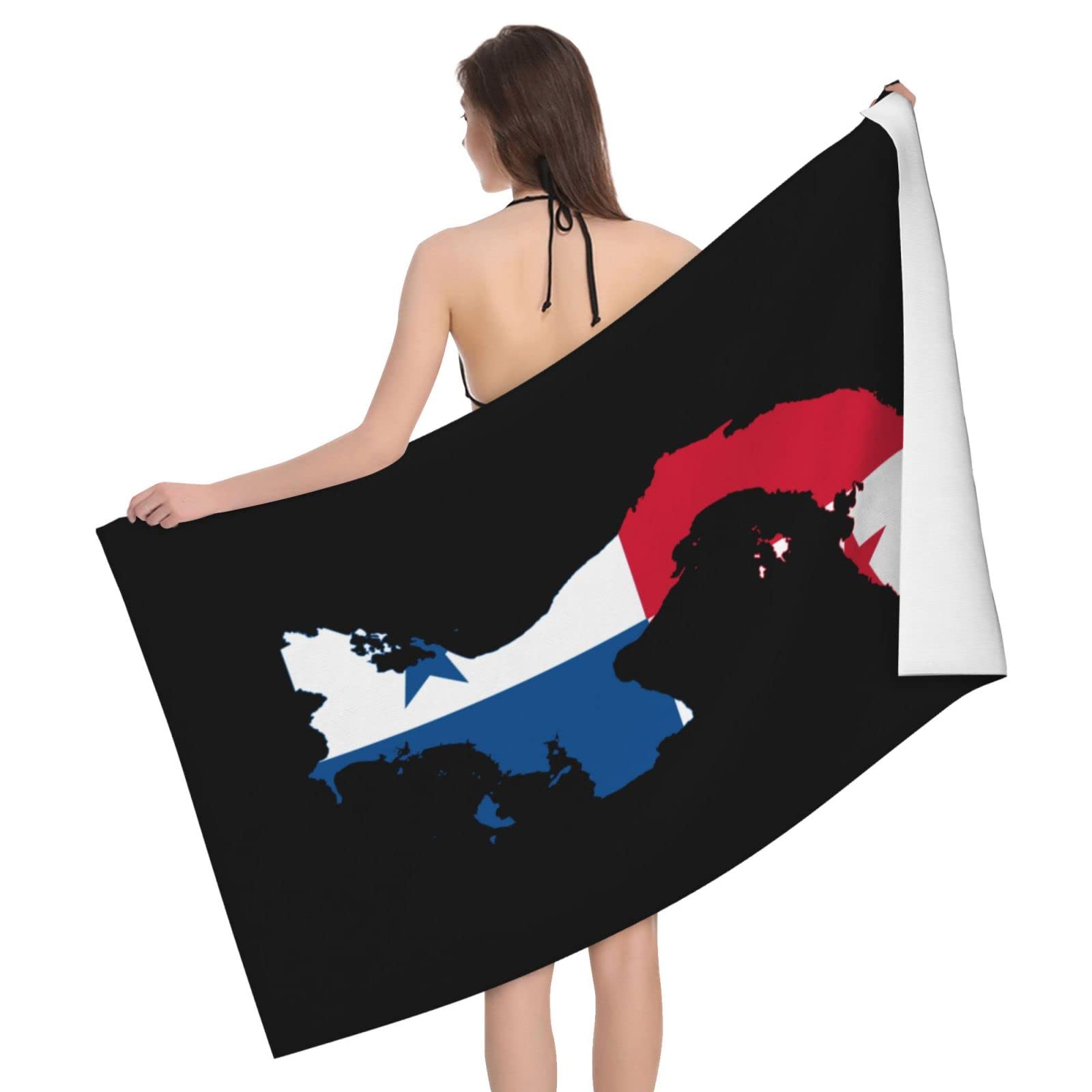 Lsjuee Panama Flag Map Bath Towel Absorb Water Quick Dry Bath Towel, for Beach, Swimming Pool, Camping