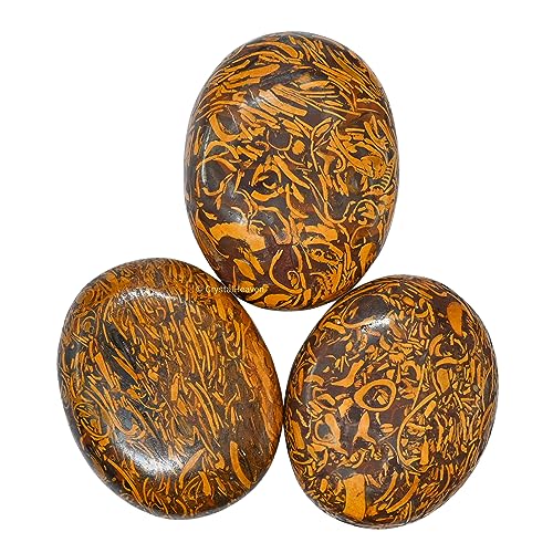 Image of Crystal Heaven Certified Mariyam Jasper Crystal Palm Pebble Stones for Anxiety Stress Relief Massage, AAA Grade Original Healing Gemstone Agate Palm Stone for Yoga Meditation Spiritual Reiki Feng Shui