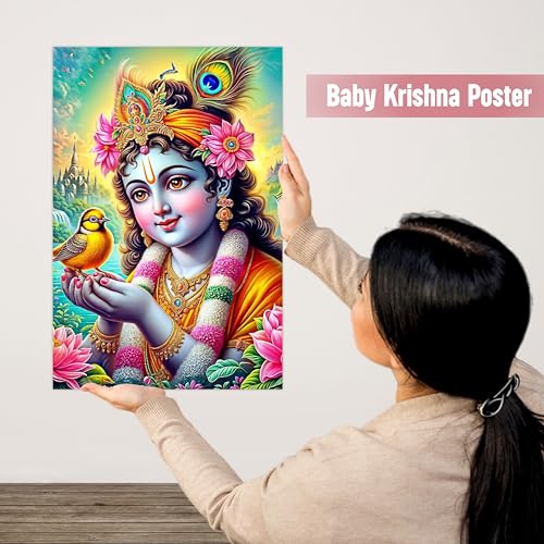 Image of Twinster Bal krishna Posters Photo for Pregnant Women, Baby Poster Self Adhesive (Size 45 cm by 30 cm) Pack of 1 (Design 14)
