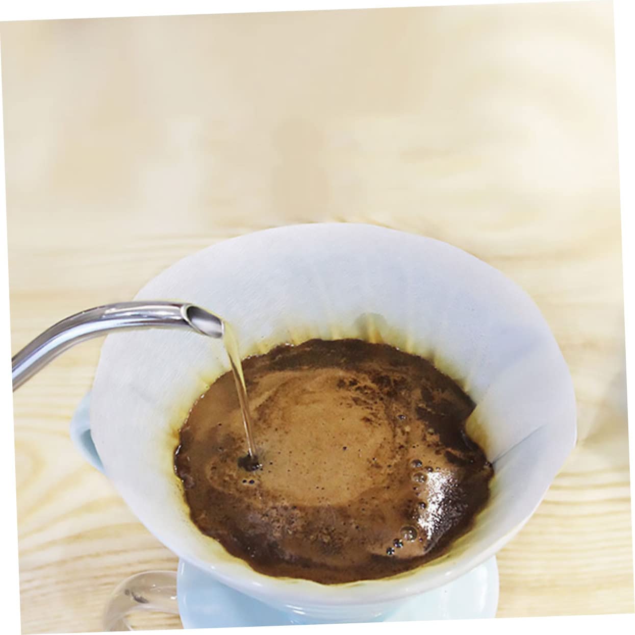 CIYODO 50 Pack of Coffee Pot Filter Papers Unbleached Medium Flow Rate Qualitative Filters for Coffee