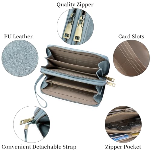 Image of FALAN MULE Wallets for Women Trifold Wristlet Wallets Large Capacity RFID Blocking Ladies Purse Credit Card Holder