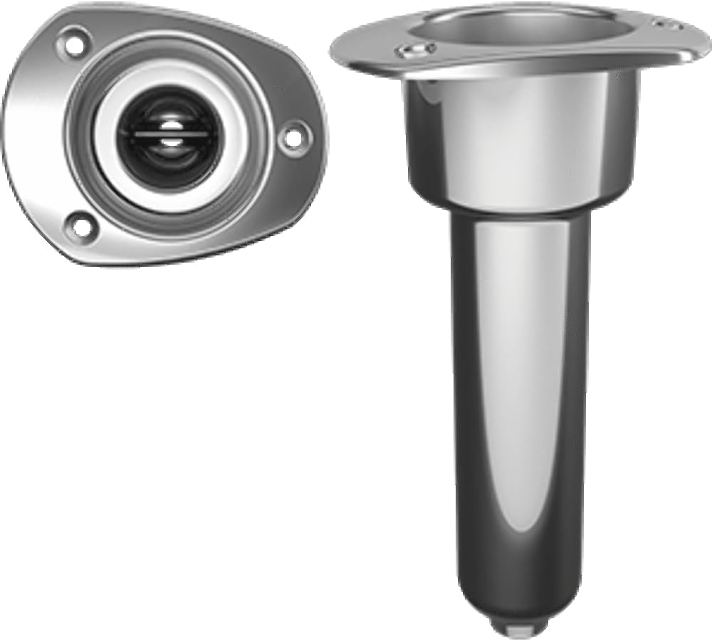 Mate Series Stainless Steel 0° Rod & Cup Holder - Drain - Oval Top